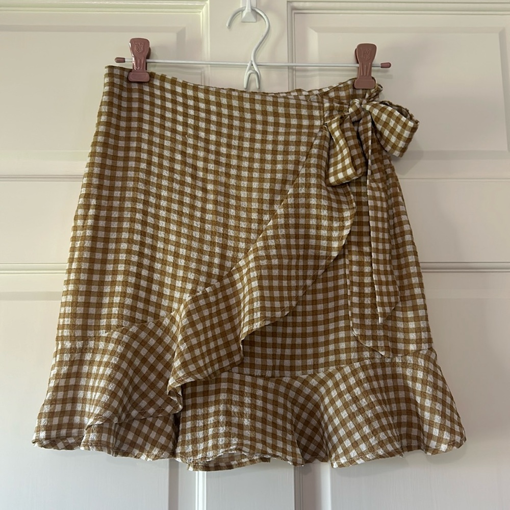 Polly Yellow and White Gingham Checkered Mini Skirt - Boutique Skirt